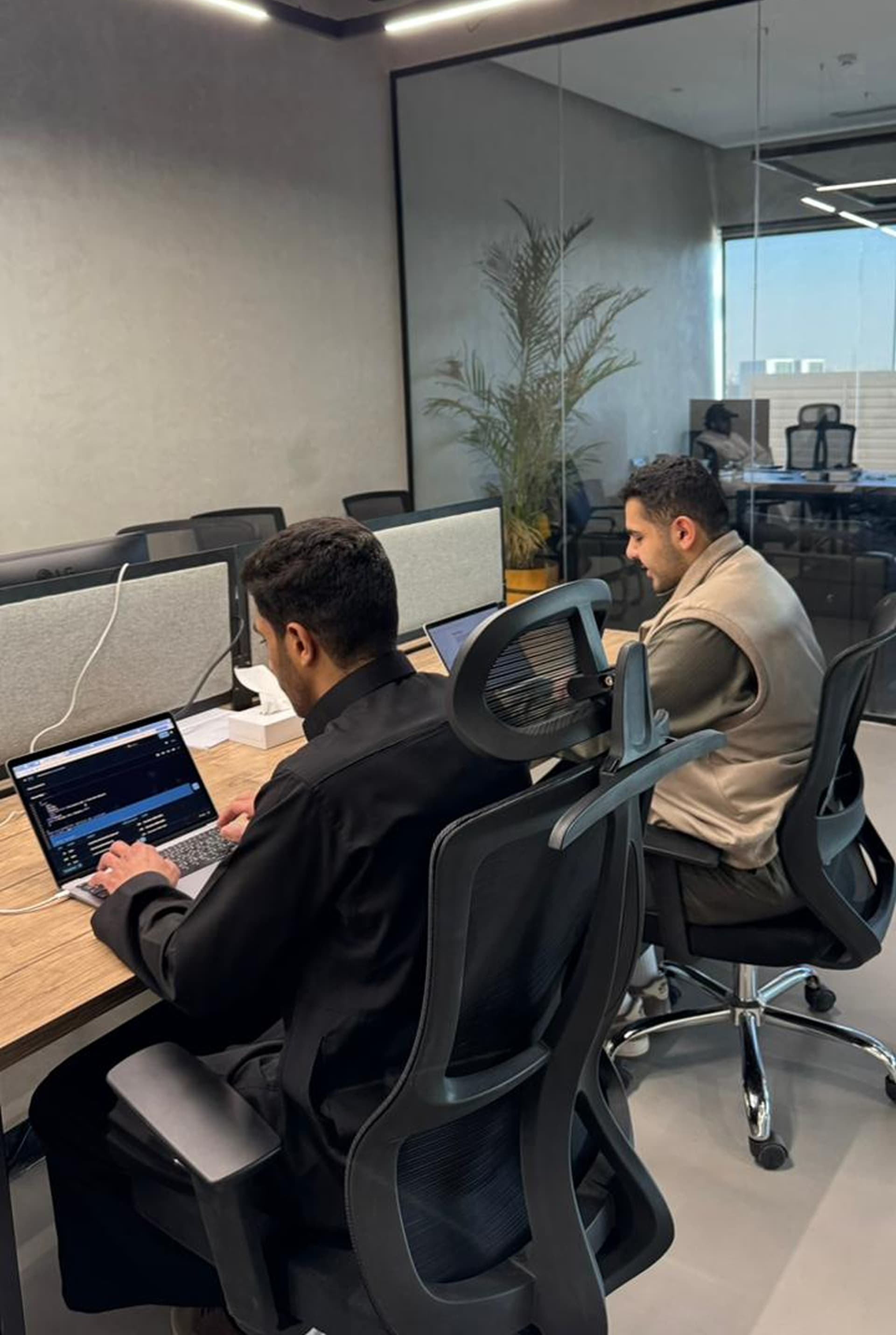 Students in an office